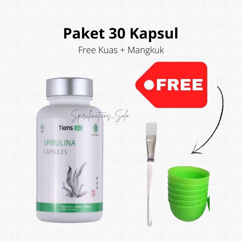 Masker Spirulina [30 Kapsul + Kuas] Masker Spirulina Original | Spirulina Premium | Spirulina Mask