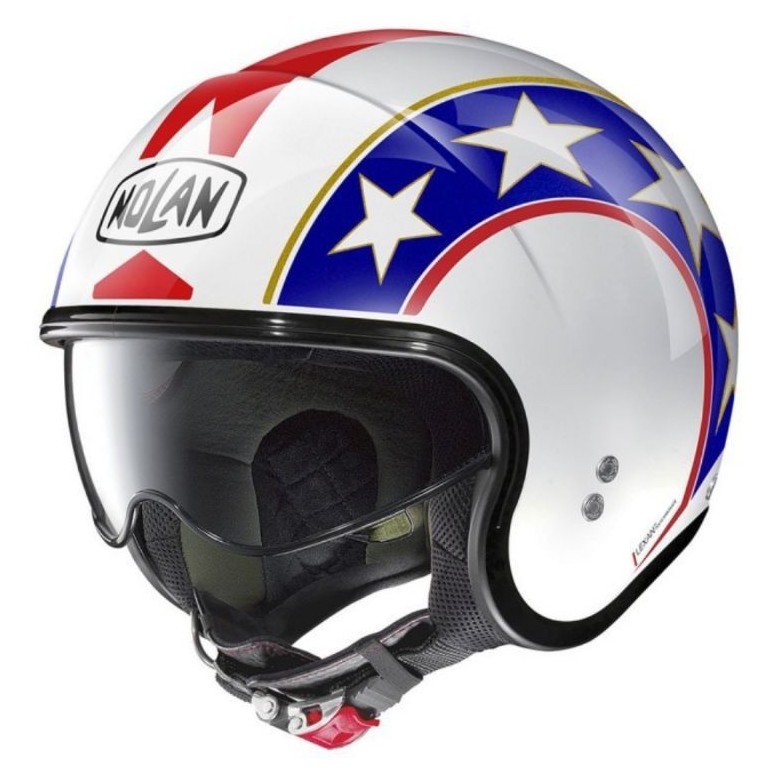 Helm Retro Klasik Nolan N21 Old Glory 090 Metal White SNI