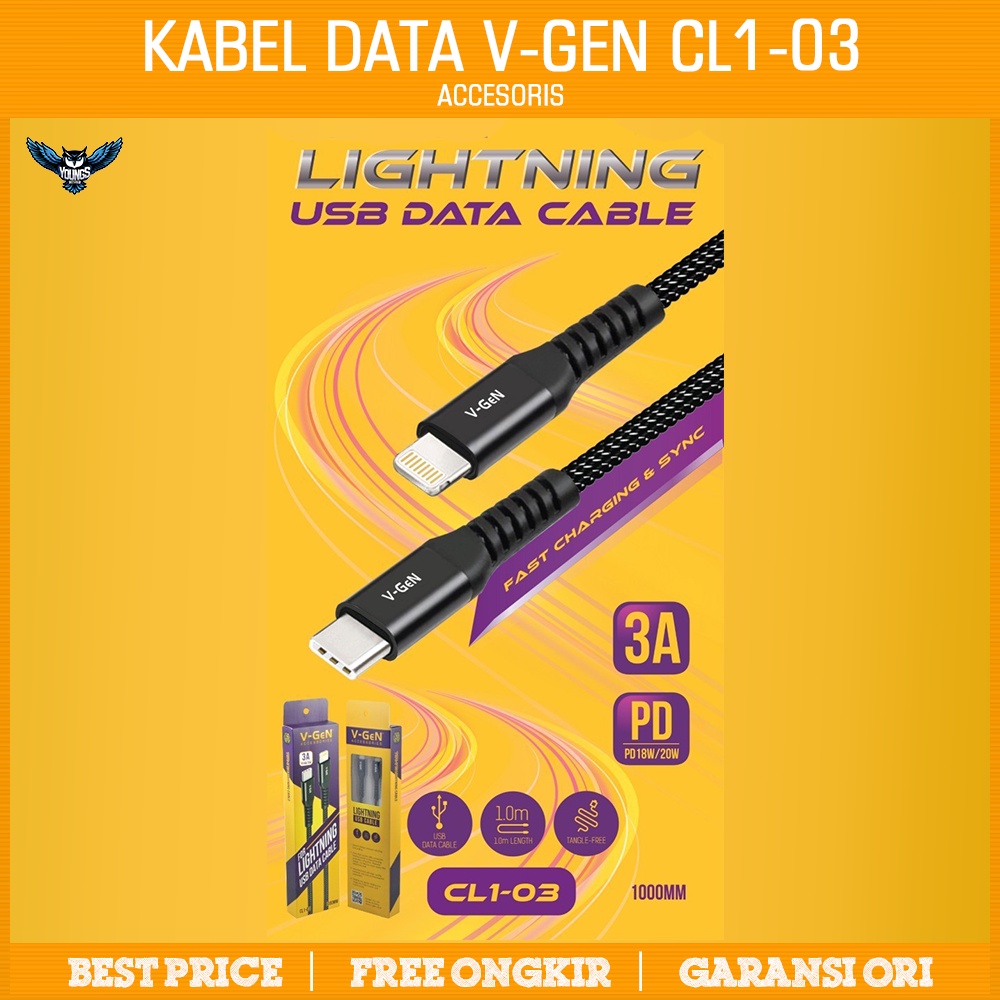 Kabel Data USB Type C to Lightning V-GeN CL1-03 Type C to iPhone VGEN