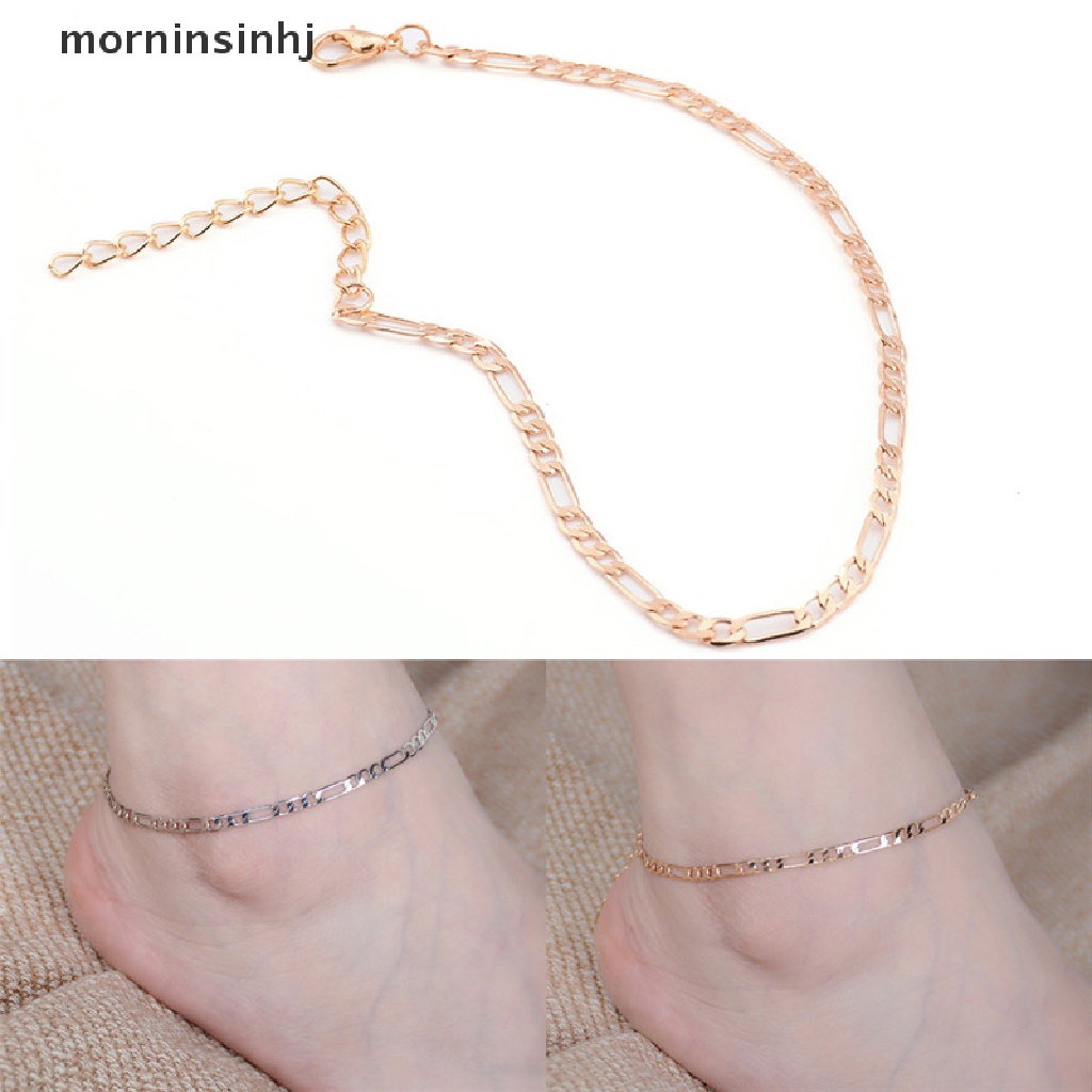 Mornin 1pc Gelang Kaki Rantai Lapis Emas / Silver Untuk Wanita