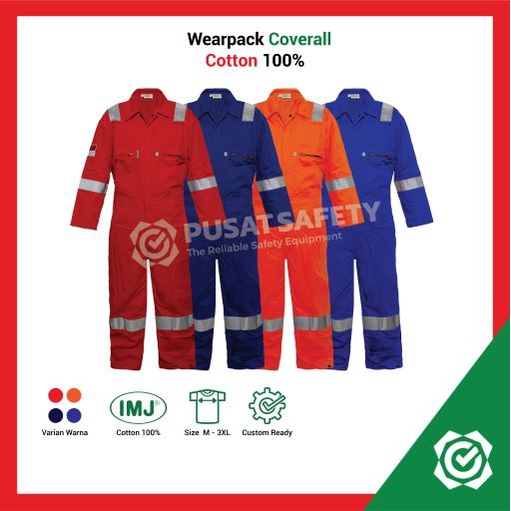 Wearpack Safety Coverall IMJ Full Cotton 3M Baju Seragam Kerja Proyek Tahan Percikan Api