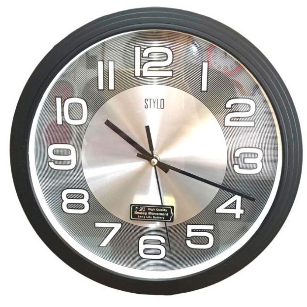 jam dinding stylo mesin sweep silent+baterai panasonic