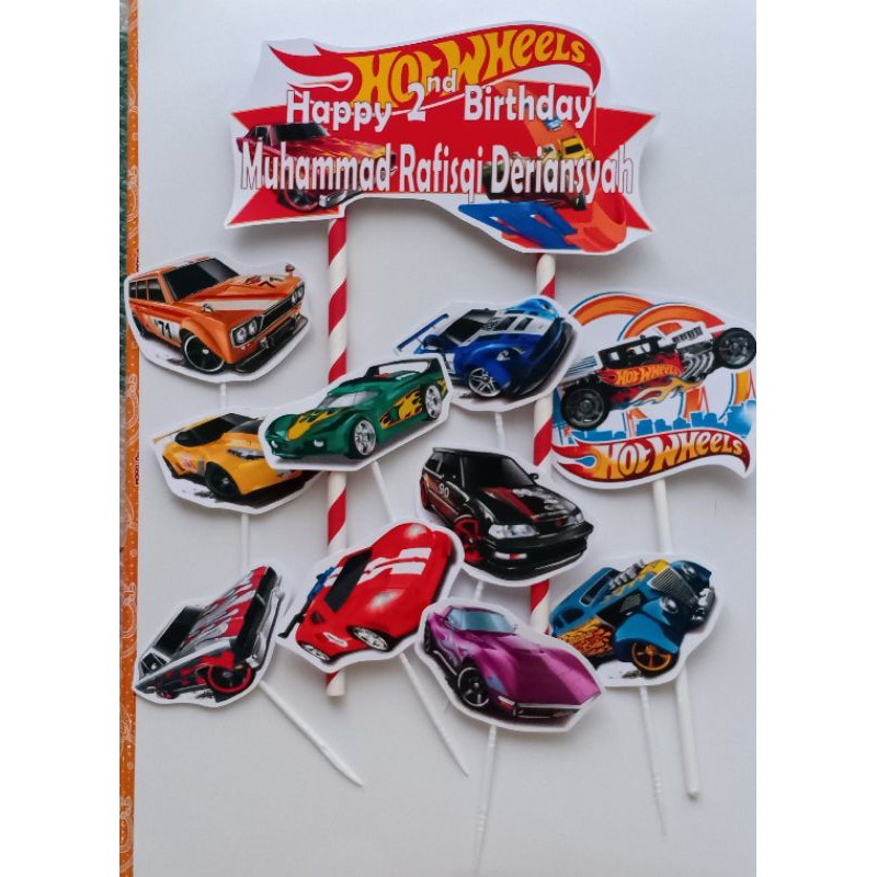 TOPPER CAKE GAMBAR HOT WHEELS CUSTOM NAMA - MOBIL - HOT WHEEL