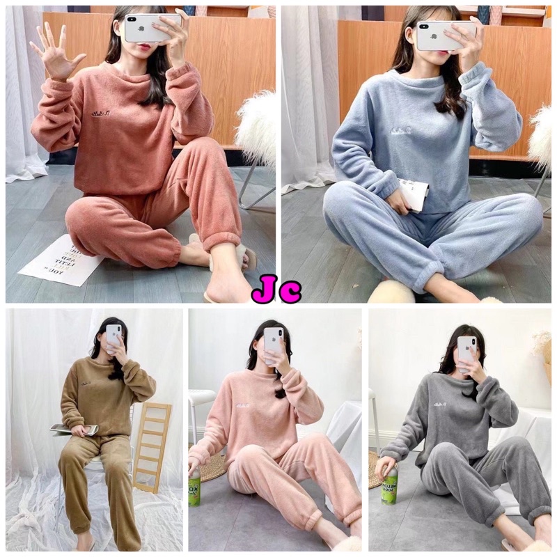 JC- St piyama bulu Import / Stelan bulu karakter / set bludru bulu Import