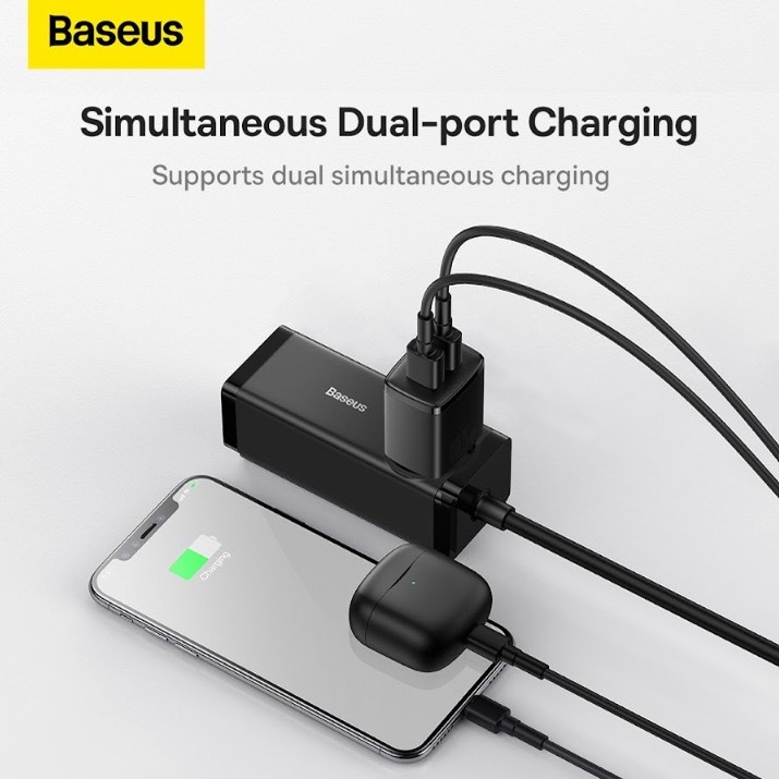 BASEUS KEPALA CHARGER MINI DUAL PORT USB CHARGER 10.5W COMPACT ADAPTOR FAST CHARGING FAST CHARGER PENGISIAN CEPAT