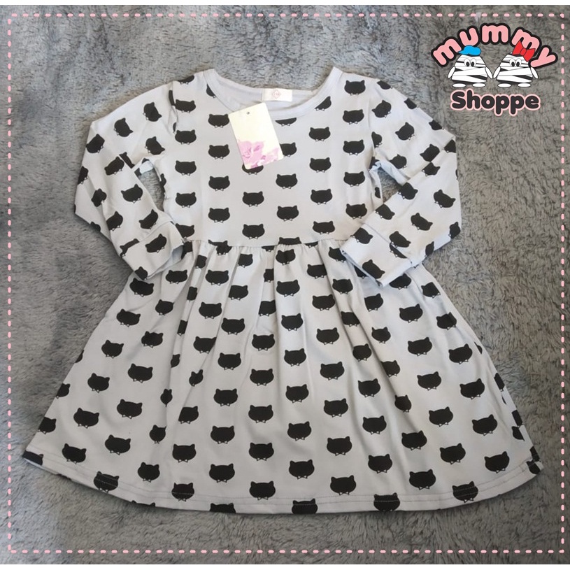 fashion kids Dress cartoon cat long sleeves / dress anak lengan panjang