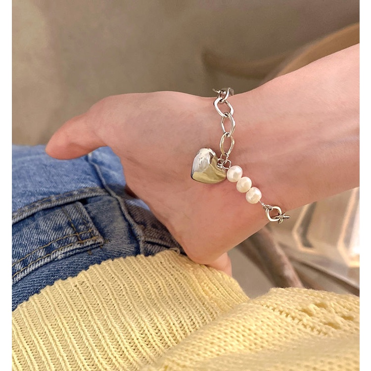 Chain Pearl Love Bracelet Female Ins Love Pendant Bracelet