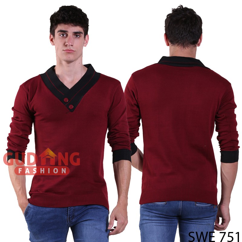 Sweater Kerah V Pria SWE 751