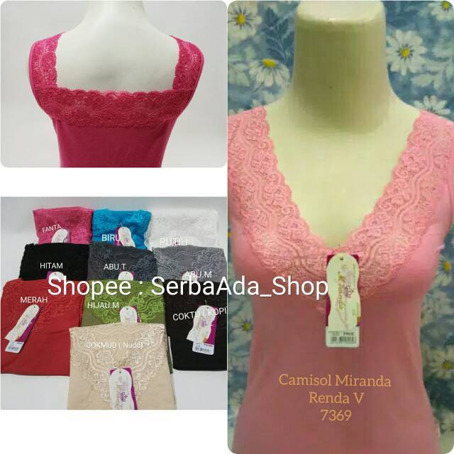 Camisole Renda V Adem Luxury Merk  Miranda 7369 size L - XXL Kaos Dalam Wanita Good Quality