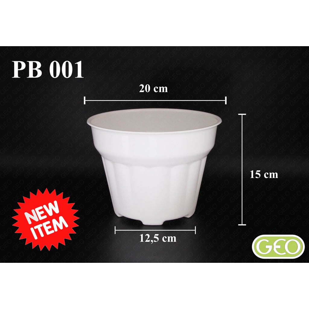 Pot bunga 20 cm / Pot bunga putih / Pot tanaman ukuran 20 / Pot bunga merk GEO