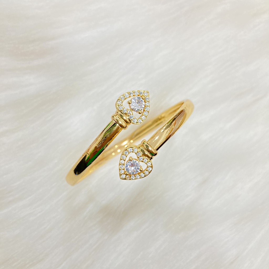 Gelang Cuff Wanita Permata Zircon Perhiasan Lapis Emas