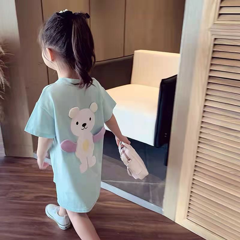 [PRINCESS KESLI]Gaun anak perempuan/Baju anak perempuan/rok bayi/Kaos dress anak moktif beruang cute import