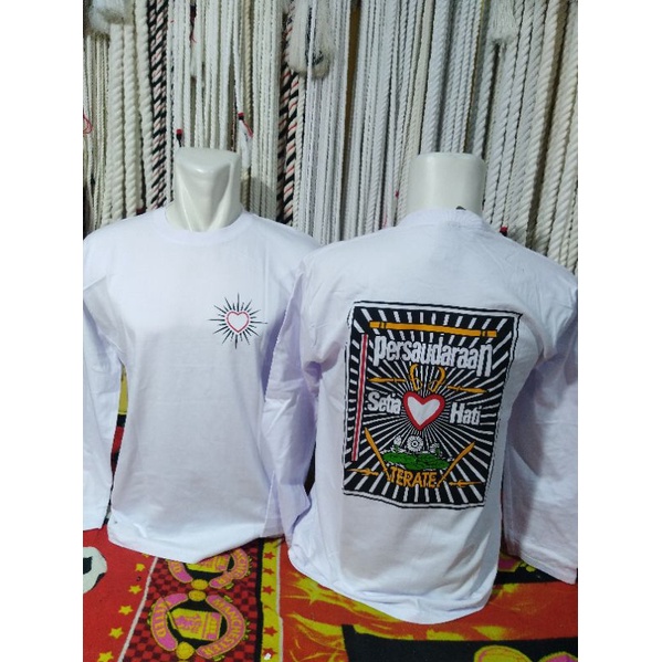 kaos psht panjang motif bet warna putih