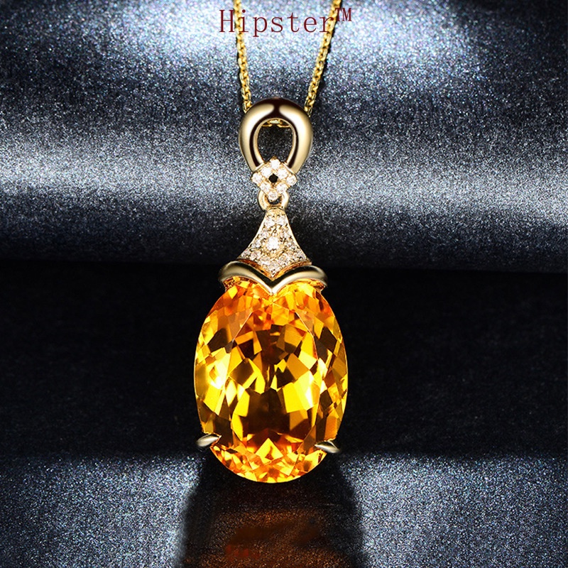 Popular Natural Citrine 18K Gold Pendant Fashion Necklace