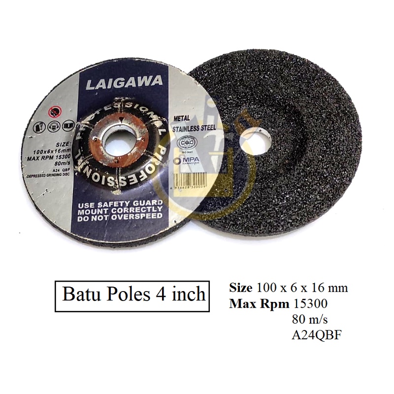 LAIGAWA Batu Poles 4 Inch ( 100 x 6 x 16 mm ) Grinding Wheel Double Layer / Batu Gerinda Slep 4 inch Gurinda Poles 4inch