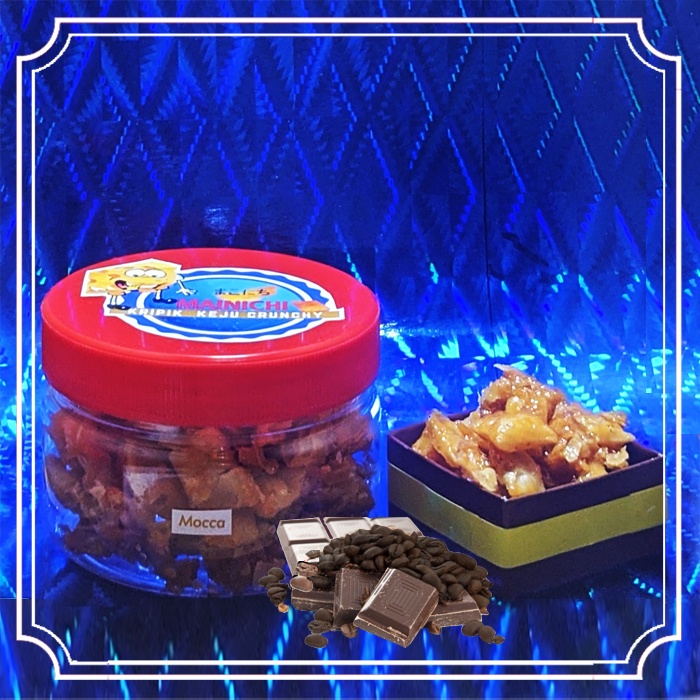 

Kripik Keju Mainichi Mocca Krispi Enak Cemilan Snack Garing Crunchy kemasan toples