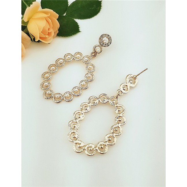 LRC Anting Tusuk Fashion Yellow Alloy Gemstone Earrings F61257