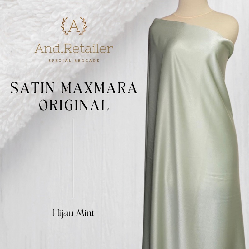 Bahan Kain satin Maxmara Pure silk Original 100% warna Hijau Mint