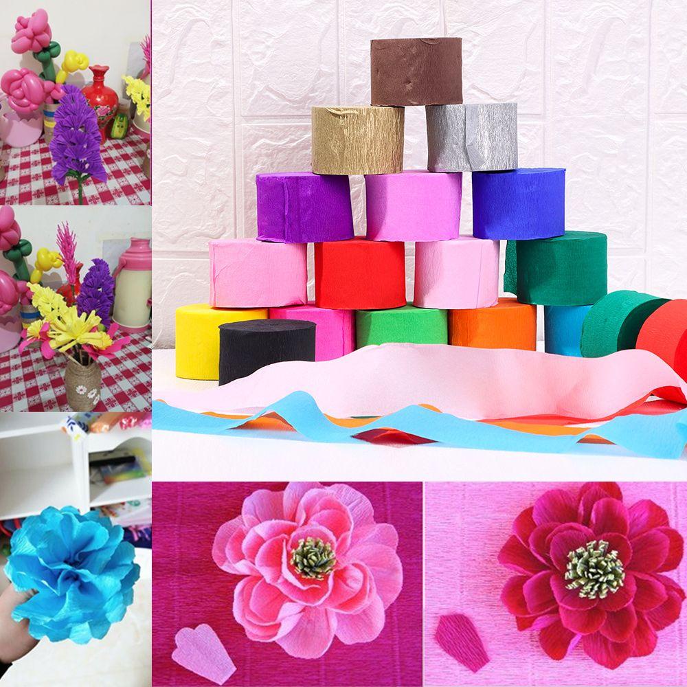 R-flower 1roll Pita Kertas Crepe Pelangi Berwarna Baby Shower Dekorasi Garland Fotografi Backdrops