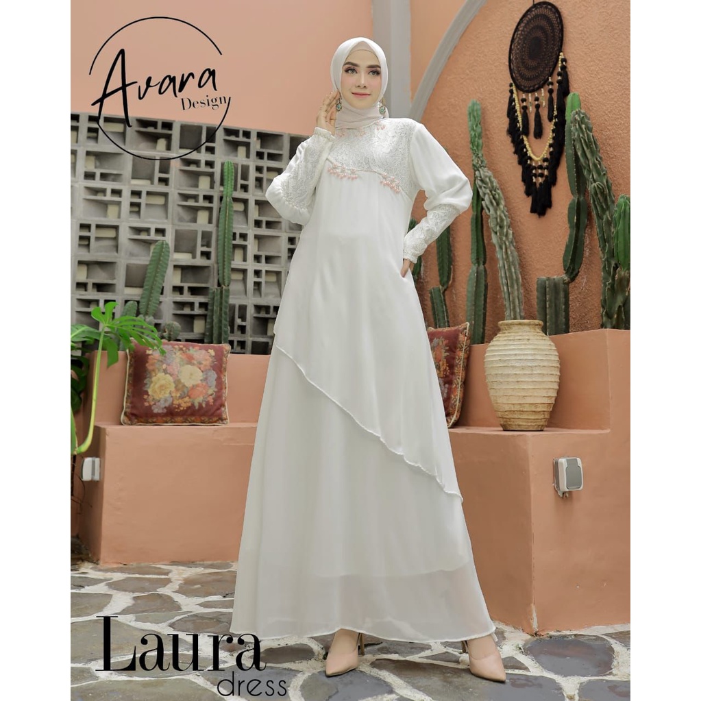 WILI MUSLIM / LAURA DRESS MUSLIM WANITA PREMIUM TERBARU 2022 / BAHAN CERUTY BABYDOLL MIX BROKAT+PAYE