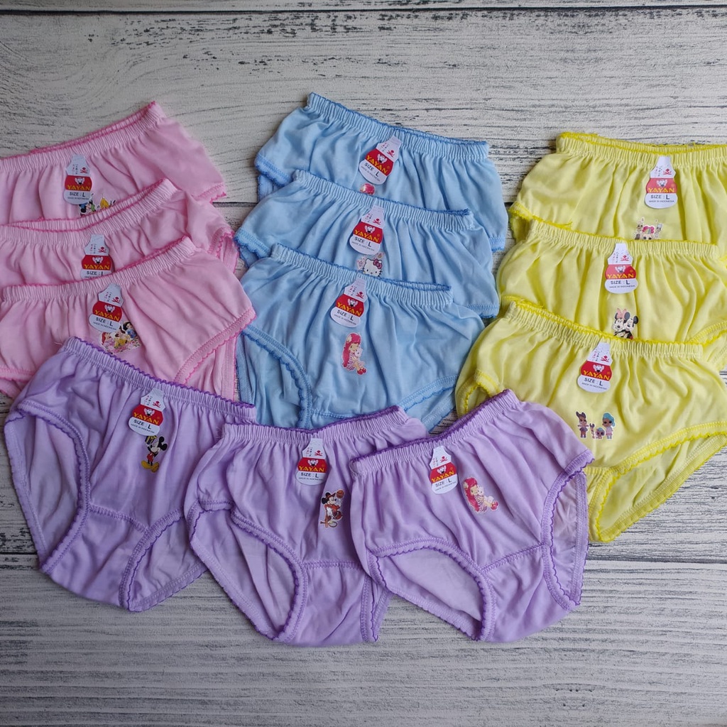 12 Pcs Celana Dalam Anak Perempuan Lusinan Motif Bergambar Kartun 1 Lusin CD Anak Cewek Murah