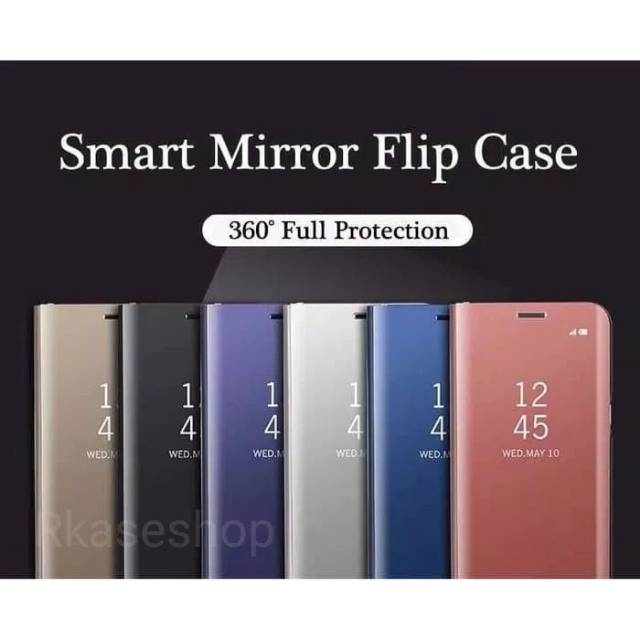 clear view standing Samsung A7 2018 flip mirror case cover