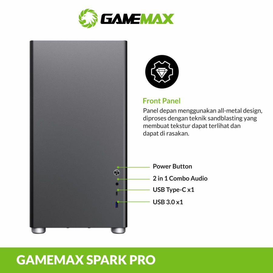 GameMax Spark Pro Black ATX Gaming PC Case