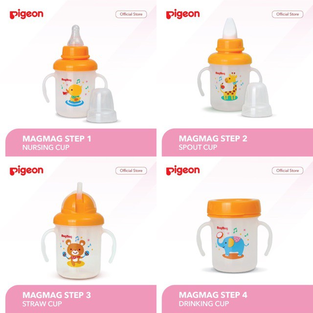 PIGEON Training Mag Mag Drinking Cup / Gelas Minum Anak Bayi Step 1 / Step 2 / Step 3 / Step 4