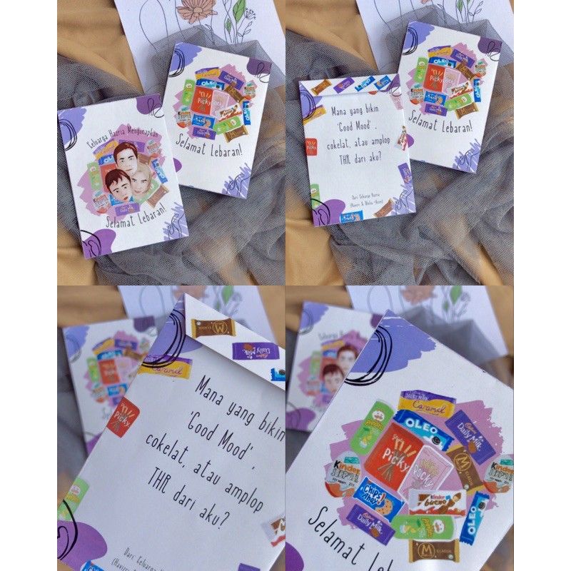 

10pcs amplop colorful lebaran tema snack/angpao idulfitri cute moment food/ampau food lover lebaran limited edition