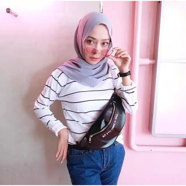 Promo 7.7 Baju Atasan Wanita Terbaru Sweater Rajut Halus Adeline Stripe