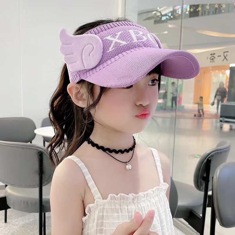 Topi Anak Rajut Visor Motif XBG Kosong Atas Perlindungan Matahari Import