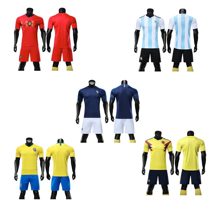 Set Kaos Jersey Celana  Pendek Desain  Brazil Argentina 