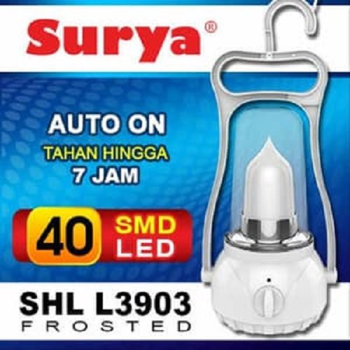 Surya Lampu Emergency Petromak SHL L3903 Frosted SMD 40 LED Light Led Dimmer Switch Rechargeable