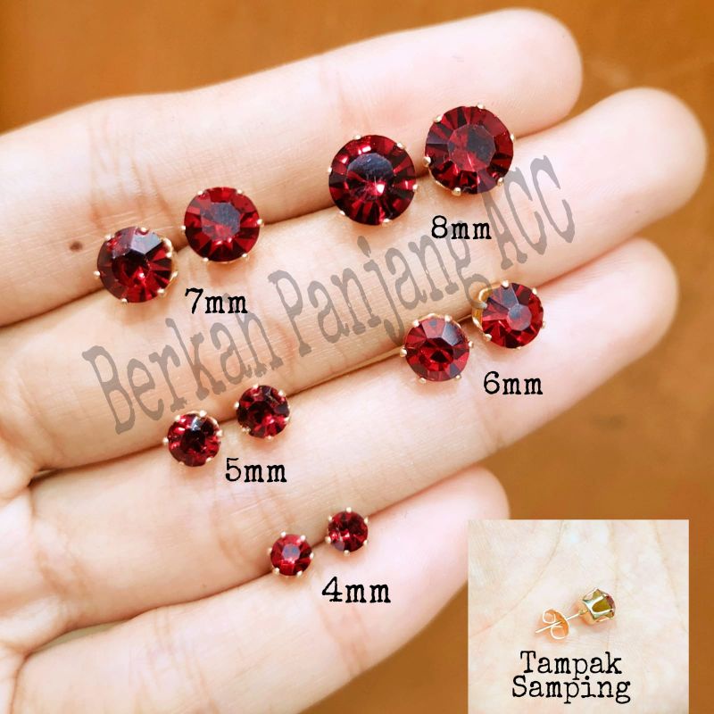 Anting permata satu zircon  warna perhiasan emas korea anti karat dan anti luntur