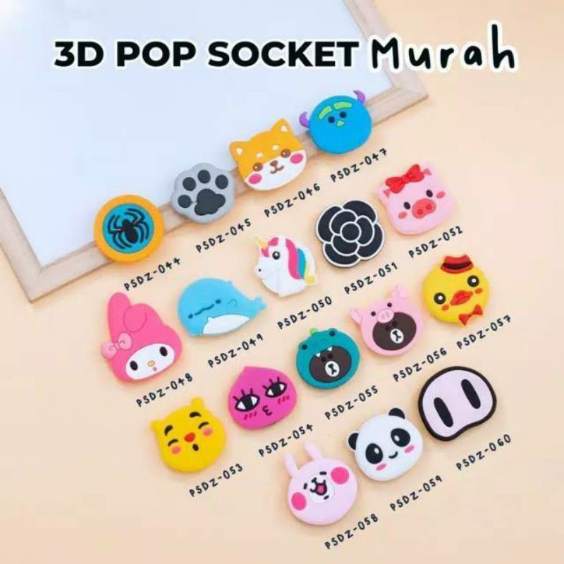 3D POP SOCKET MURAH/TEMPEL HANDPHONE/LUCU UNIK NON PACKING