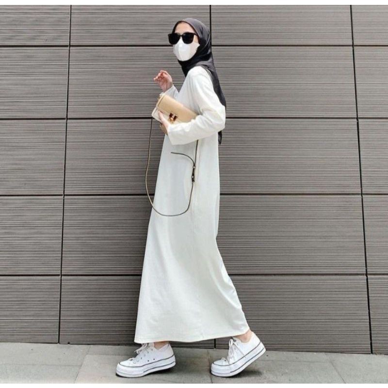 Inner Gamis Manset Wanita Lengan Panjang Dalaman Baju Muslim Gamis Bahan Kaos Spandek Warna Terlengk