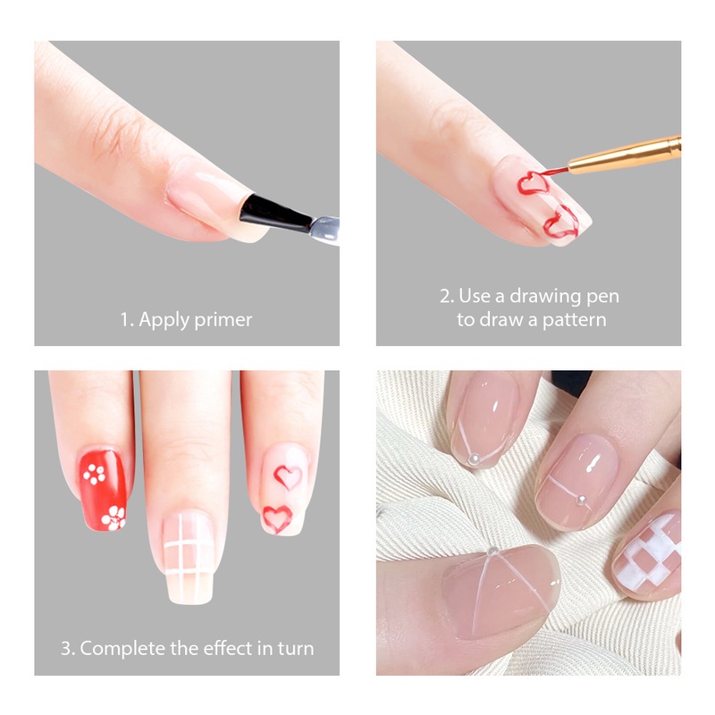 Pen Nail Art Multifungsi Kepala Ganda Untuk Manicure