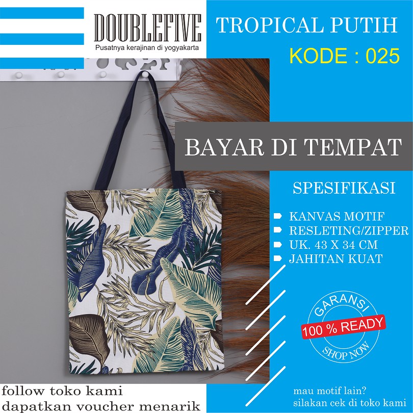 TOTE BAG WANITA TOTEBAG PRIA CANVAS MOTIF GOOD QUALITY WITH RESLETING KODE - 025