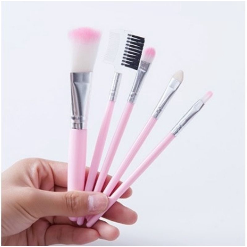 Aksesoris Make Up Brush 5pcs/SET Kuas Makeup Eyebrow Blush on Pink