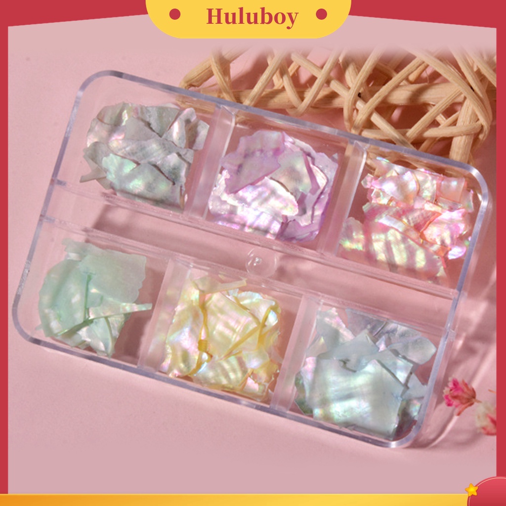 Huluboy Huluboy♡ 1 Kotak Payet Abalone 3D Warna-Warni Untuk Dekorasi Nail Art