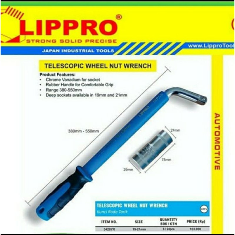 KUNCI RODA TARIK LIPPRO 19 X 21 TELESCOPIC WHEEL NUT WRENCH LIPRO