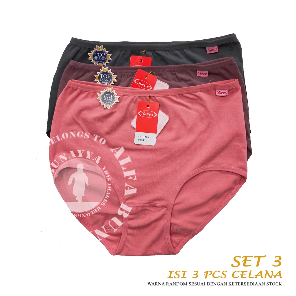 3 Pcs Celana Dalam Wanita SOREX 1229 - CD Underwear - Soft And Comfort - Pakaian Dalam Wanita Katun Cotton