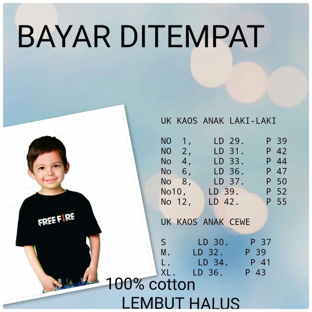 CIO Kaos anak 1th-10th termurah trending/kaos anak laki laki evos free fire