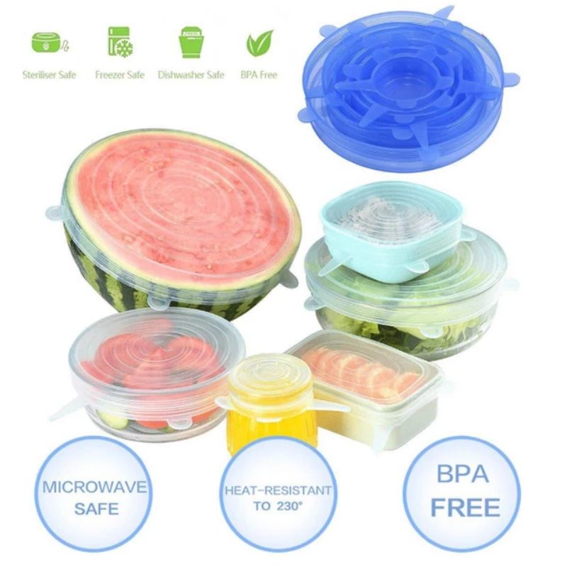 Penutup Makanan Food Cover Silicone 6in1 Tudung Saji Makanan Silikon