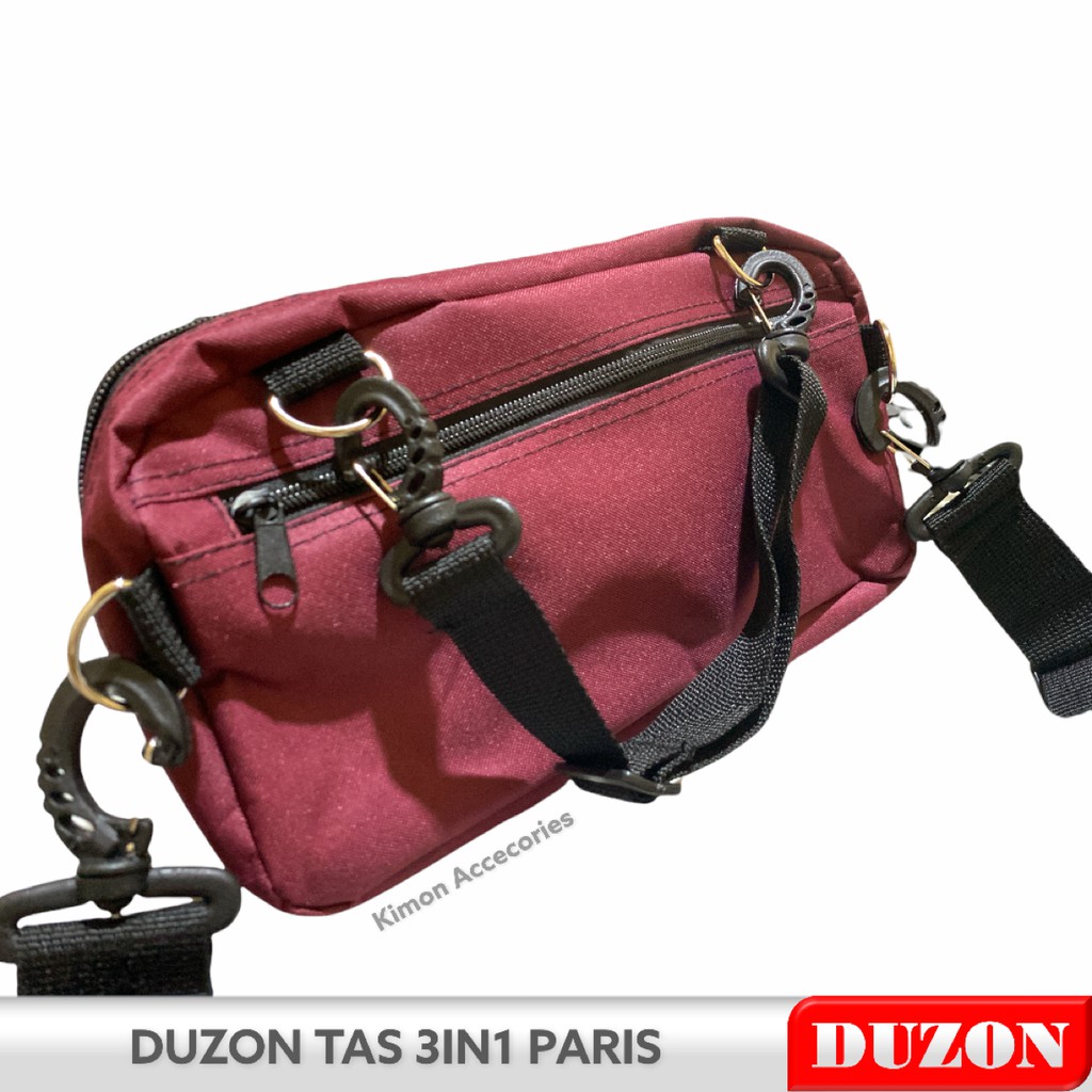 DUZON TAS 3IN1 PARIS MULTIFUNGSI BIKER GYM GUNUNG SELEMPANG PINGGANG