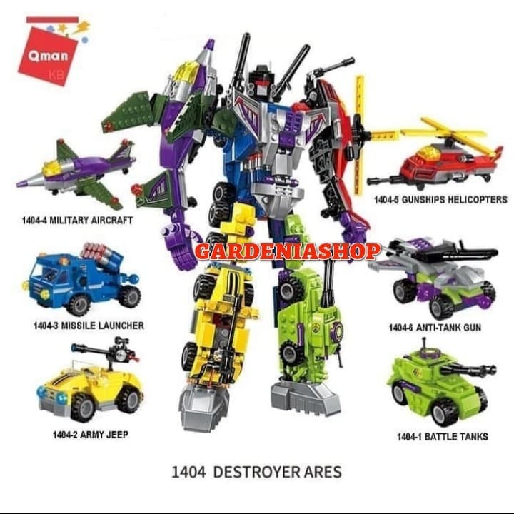 BRICK ENLIGHTEN QMAN 1404 ROBOT DESTOYER ARES 6IN1