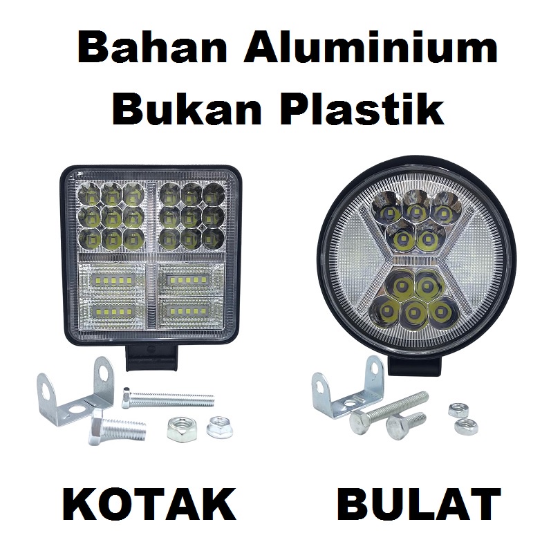 Lampu Tembak Sorot LED Worklight 4 inch 177 Watt 2 Warna Mobil Motor Offroad 4x4 Kotak Bulat 177W