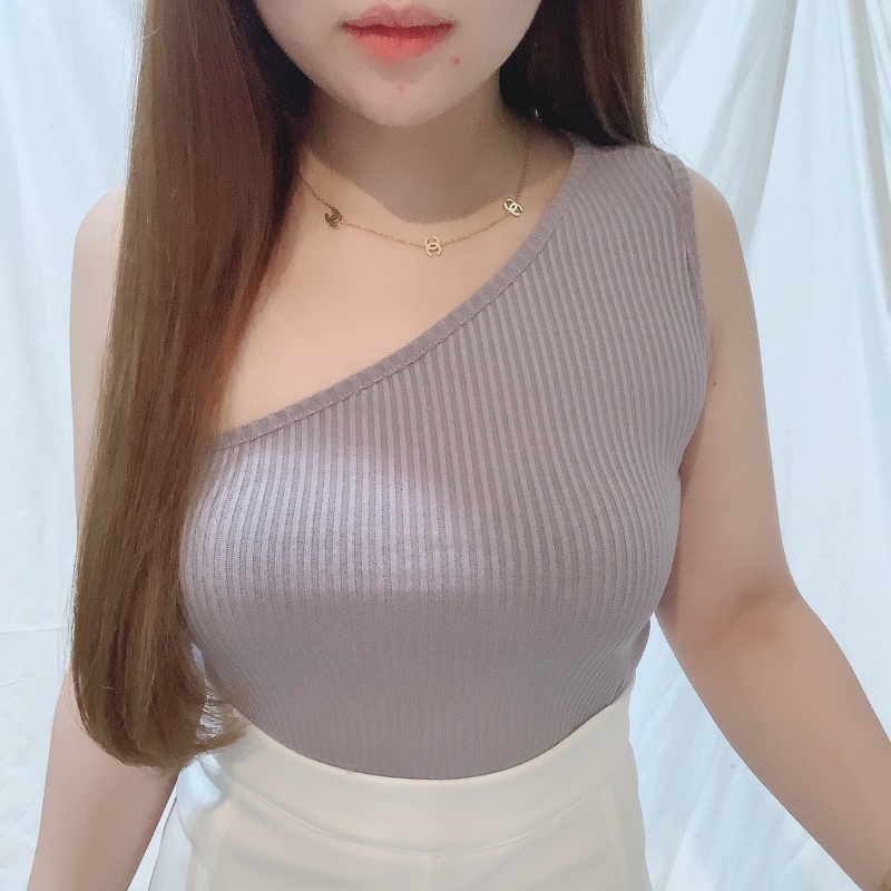 Ribbed One Shoulder Tank Top | Maimon Grosir