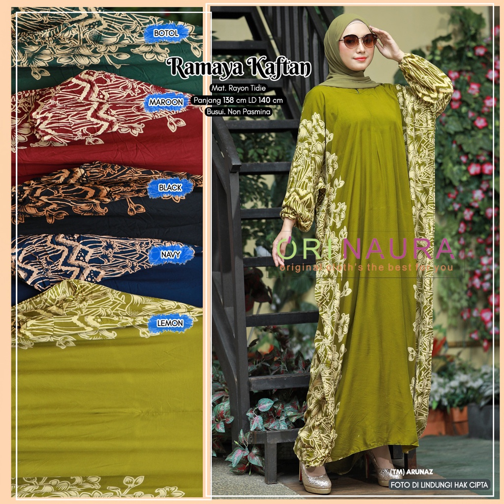 Flash Sale Ramaya Kaftan Batik Wanita Rayon Adem LD 140 cm Gamis Batik Jumbo Dewasa Non Tali Dres Bu