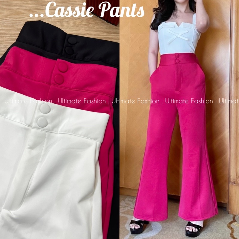 Cassie Basic Cullote Pants - Celana Kulot Scuba Import Premium - Cutbray Panjang  High Waist High Quality 873